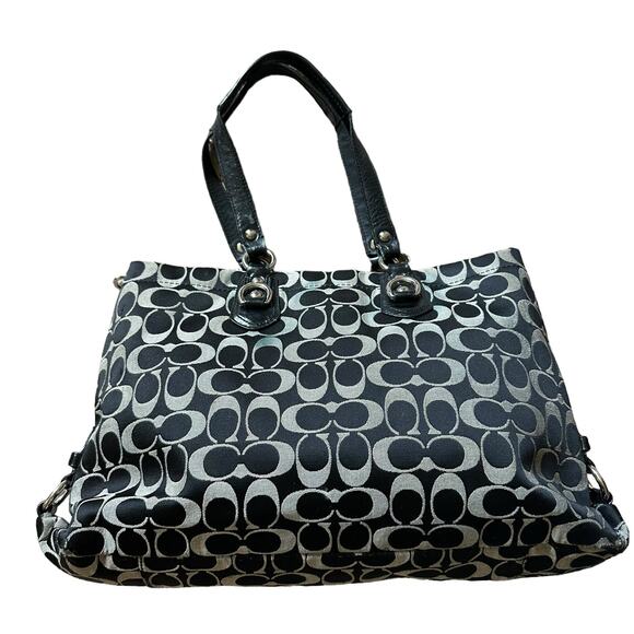 Coach | Black and Gray Ashley Signature Sateen Carryall Bag Mom Bag Travel - Picture 16 of 16